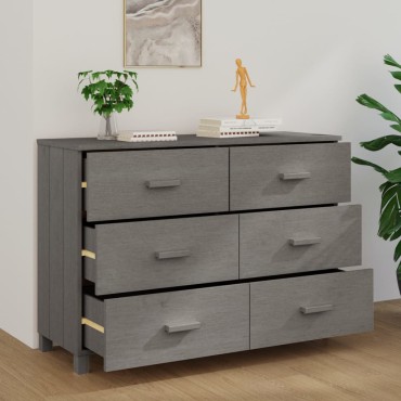 vidaXL Συρταριέρα HAMAR Αν. Γκρι 113x40x80cm Μασίφ Ξύλο Πεύκου 1 τεμ.