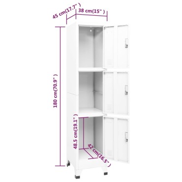 vidaXL Φοριαμός Λευκός 38x45x180cm Ατσάλινος 1 τεμ.