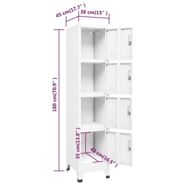 vidaXL Φοριαμός Λευκός 38x45x180cm Ατσάλινος 1 τεμ.