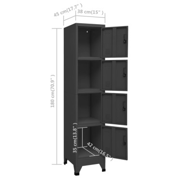 vidaXL Φοριαμός Ανθρακί 38x45x180cm από Ατσάλι 1 τεμ.