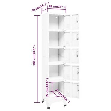 vidaXL Φοριαμός Λευκός 38x40x180cm Ατσάλινος 1 τεμ.