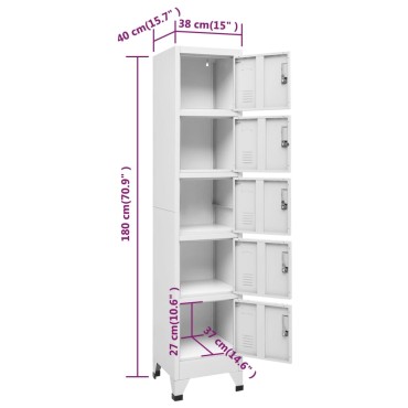 vidaXL Φοριαμός Ανοιχτό Γκρι 38x40x180cm Ατσάλινος 1 τεμ.
