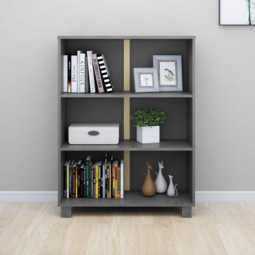vidaXL Βιβλιοθήκη HAMAR Σκ. Γκρι 85x35x112cm Μασίφ Ξύλο Πεύκου 1 τεμ.