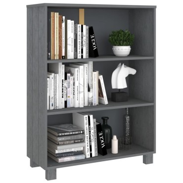 vidaXL Βιβλιοθήκη HAMAR Σκ. Γκρι 85x35x112cm Μασίφ Ξύλο Πεύκου 1 τεμ.