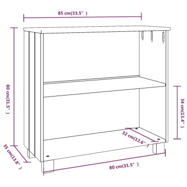 vidaXL Ντουλάπι HAMAR Σκ. Γκρι 85x35x80cm από Μασίφ Ξύλο Πεύκου 1 τεμ.