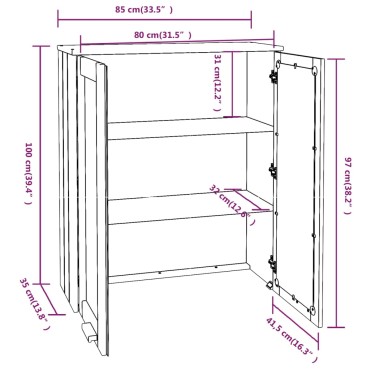 vidaXL Πάνω Μέρος για Ντουλάπι HAMAR Μελί 85x35x100cm Ξύλο Πεύκου 1 τεμ.