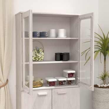 vidaXL Πάνω Μέρος Ντουλαπιού HAMAR Λευκό 85x35x100cm Μασίφ Πεύκο 1 τεμ.