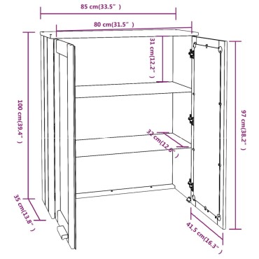 vidaXL Πάνω Μέρος Ντουλαπιού HAMAR Γκρι 85x35x100cm Μασίφ Πεύκο 1 τεμ.