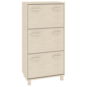 vidaXL Παπουτσοθήκη HAMAR Καφέ Μελί 59,5x35x117cm Μασίφ Ξύλο Πεύκου