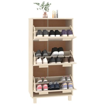 vidaXL Παπουτσοθήκη HAMAR Καφέ Μελί 59,5x35x117cm Μασίφ Ξύλο Πεύκου