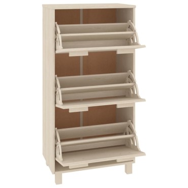 vidaXL Παπουτσοθήκη HAMAR Καφέ Μελί 59,5x35x117cm Μασίφ Ξύλο Πεύκου