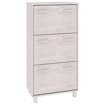 vidaXL Παπουτσοθήκη HAMAR Λευκή 59,5x35x117cm από Μασίφ Ξύλο Πεύκου