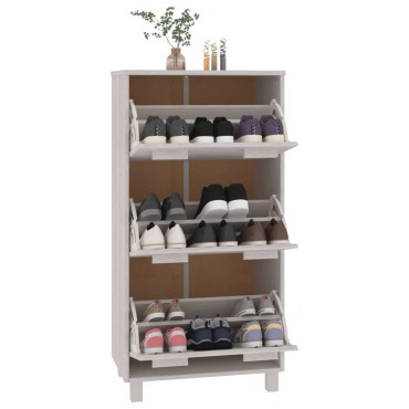 vidaXL Παπουτσοθήκη HAMAR Λευκή 59,5x35x117cm από Μασίφ Ξύλο Πεύκου