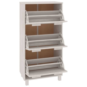 vidaXL Παπουτσοθήκη HAMAR Λευκή 59,5x35x117cm από Μασίφ Ξύλο Πεύκου