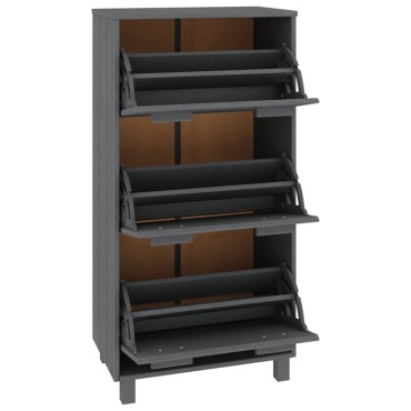 vidaXL Παπουτσοθήκη HAMAR Σκ. Γκρι 59,5x35x117cm Μασίφ Ξύλο Πεύκου
