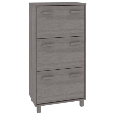 vidaXL Παπουτσοθήκη HAMAR Αν. Γκρι 59,5x35x117cm Μασίφ Ξύλο Πεύκου