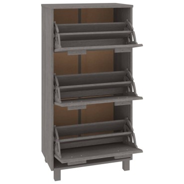 vidaXL Παπουτσοθήκη HAMAR Αν. Γκρι 59,5x35x117cm Μασίφ Ξύλο Πεύκου