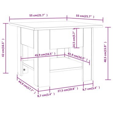 vidaXL Τραπεζάκι Σαλονιού Λευκό 55x55x42cm Επεξεργ. Ξύλο 1 τεμ.