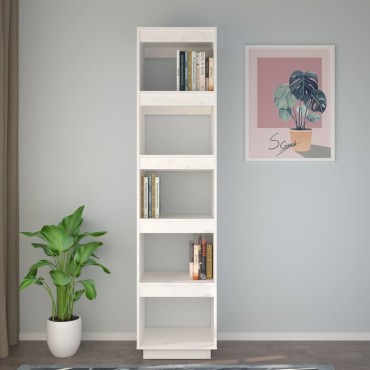 vidaXL Βιβλιοθήκη/Διαχωριστικό Χώρου Λευκό 40x35x167cm Μασίφ Πεύκο 1 τεμ.