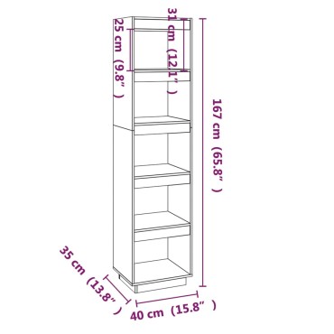 vidaXL Βιβλιοθήκη/Διαχωριστικό Χώρου  Γκρι 40x35x167cm Μασίφ Πεύκο 1 τεμ.