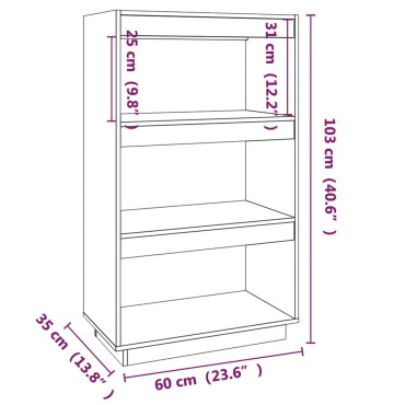 vidaXL Βιβλιοθήκη/Διαχωριστικό Χώρου Μελί 60x35x103cm Μασίφ Πεύκο 1 τεμ.