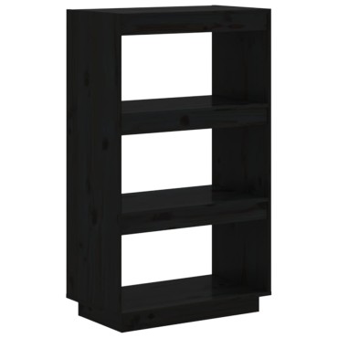 vidaXL Βιβλιοθήκη/Διαχωριστικό Χώρου Μαύρο 60x35x103cm Μασίφ Πεύκο 1 τεμ.