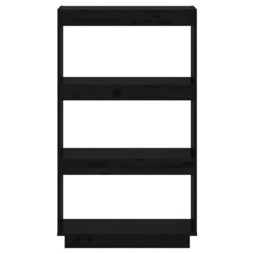 vidaXL Βιβλιοθήκη/Διαχωριστικό Χώρου Μαύρο 60x35x103cm Μασίφ Πεύκο 1 τεμ.