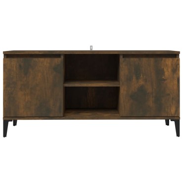 vidaXL Έπιπλο Τηλεόρασης Καπνιστή Δρυς 103,5x35x50cm με Μεταλ. Πόδια