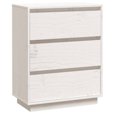 vidaXL Συρταριέρα Λευκή 60x34x75cm από Μασίφ Ξύλο Πεύκου 1 τεμ.