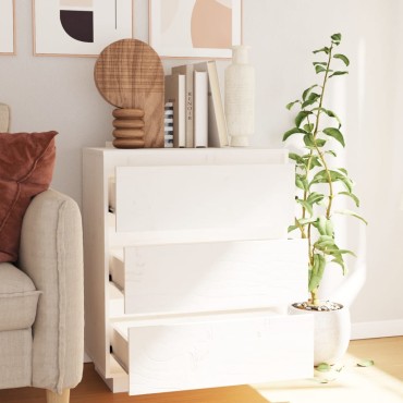 vidaXL Συρταριέρα Λευκή 60x34x75cm από Μασίφ Ξύλο Πεύκου 1 τεμ.