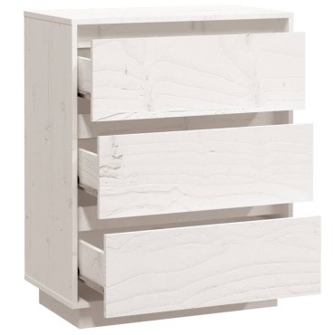 vidaXL Συρταριέρα Λευκή 60x34x75cm από Μασίφ Ξύλο Πεύκου 1 τεμ.