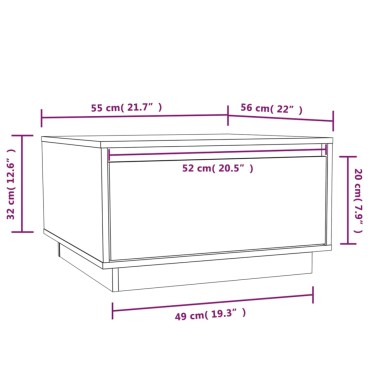 vidaXL Τραπεζάκι Σαλονιού 55x56x32cm από Μασίφ Ξύλο Πεύκου 1 τεμ.