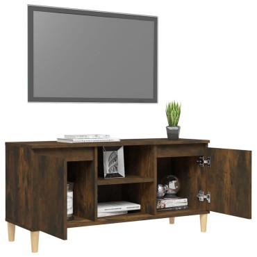 vidaXL Έπιπλο Τηλεόρασης Καπν. Δρυς 103,5x35x50cm Μασίφ Ξύλινα Πόδια