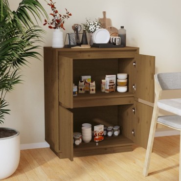 vidaXL Ντουλάπι Καφέ Μελί 60x34x75cm από Μασίφ Ξύλο Πεύκου 1 τεμ.