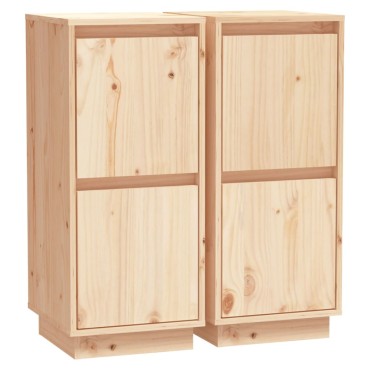 vidaXL Ντουλάπια 2 τεμ. 31,5x34x75cm από Μασίφ Ξύλο Πεύκου