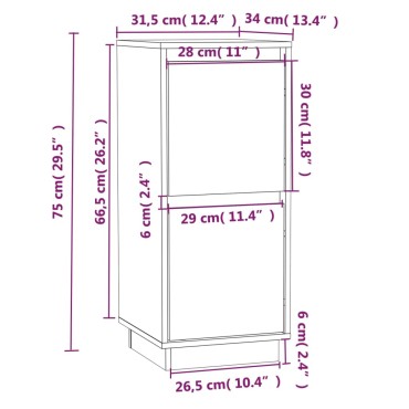vidaXL Ντουλάπια 2 τεμ. 31,5x34x75cm από Μασίφ Ξύλο Πεύκου