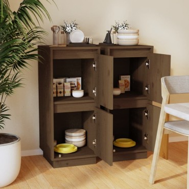 vidaXL Συρταριέρες 2 τεμ. Καφέ Μελί 31,5x34x75cm από Μασίφ Ξύλο Πεύκου