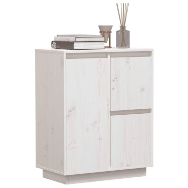 vidaXL Ντουλάπι Λευκό 60x34x75cm από Μασίφ Ξύλο Πεύκου 1 τεμ.