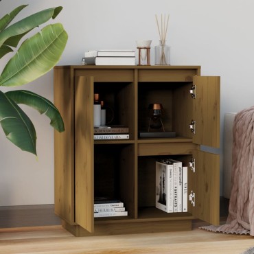 vidaXL Ντουλάπι Καφέ Μελί 60x34x75cm από Μασίφ Ξύλο Πεύκου 1 τεμ.