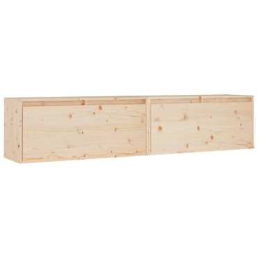 vidaXL Ντουλάπια Τοίχου 2 τεμ. 80x30x35cm από Μασίφ Ξύλο Πεύκου
