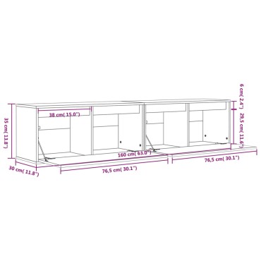 vidaXL Ντουλάπια Τοίχου 2 τεμ. 80x30x35cm από Μασίφ Ξύλο Πεύκου