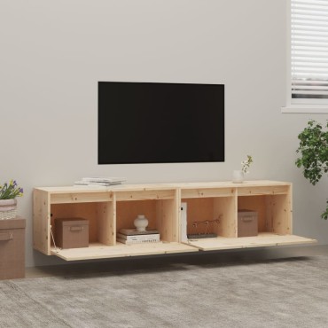 vidaXL Ντουλάπια Τοίχου 2 τεμ. 80x30x35cm από Μασίφ Ξύλο Πεύκου