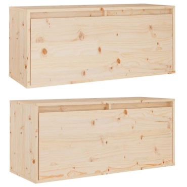 vidaXL Ντουλάπια Τοίχου 2 τεμ. 80x30x35cm από Μασίφ Ξύλο Πεύκου