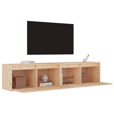 vidaXL Ντουλάπια Τοίχου 2 τεμ. 80x30x35cm από Μασίφ Ξύλο Πεύκου