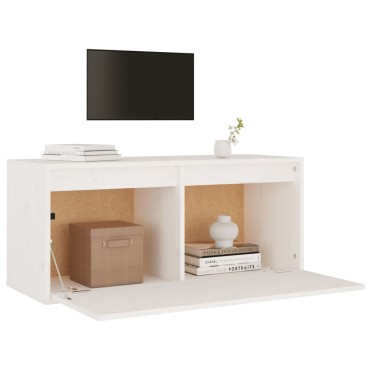 vidaXL Ντουλάπι Τοίχου Λευκό 80x30x35cm από Μασίφ Ξύλο Πεύκου 1 τεμ.