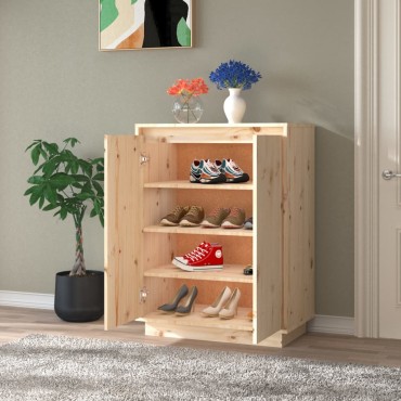 vidaXL Παπουτσοθήκη 60x35x80cm από Μασίφ Ξύλο Πεύκου