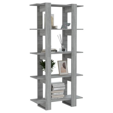 vidaXL Βιβλιοθήκη/Διαχωρ. Χώρου Γκρι Sonoma 80x30x160cm Επεξ. Ξύλο 1 τεμ.