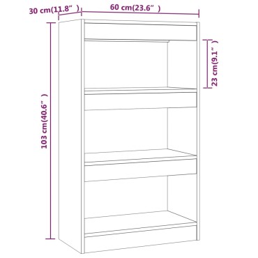 vidaXL Βιβλιοθήκη/Διαχωρ. Χώρου Καπνιστή Δρυς 60x30x103cm Επεξ. Ξύλο 1 τεμ.