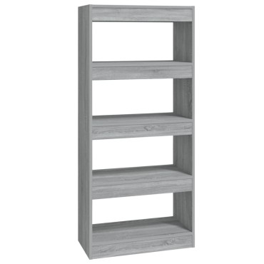vidaXL Βιβλιοθήκη/Διαχωρ. Χώρου Γκρι Sonoma 60x30x135cm Επεξεργ. Ξύλο 1 τεμ.