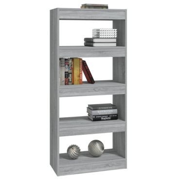 vidaXL Βιβλιοθήκη/Διαχωρ. Χώρου Γκρι Sonoma 60x30x135cm Επεξεργ. Ξύλο 1 τεμ.